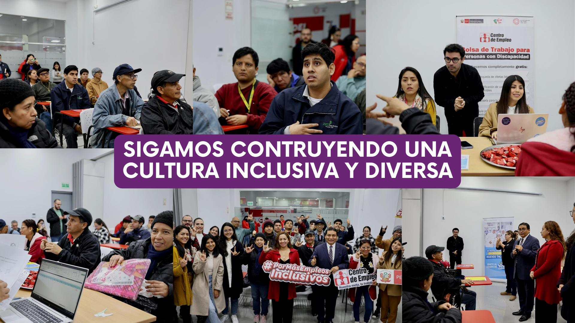 Mosaico de fotos con diversidad de personas.